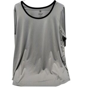Fullbeauty SPORT Active Top‎ Long Sleeve Gray Black Trim Plus Size 22/24